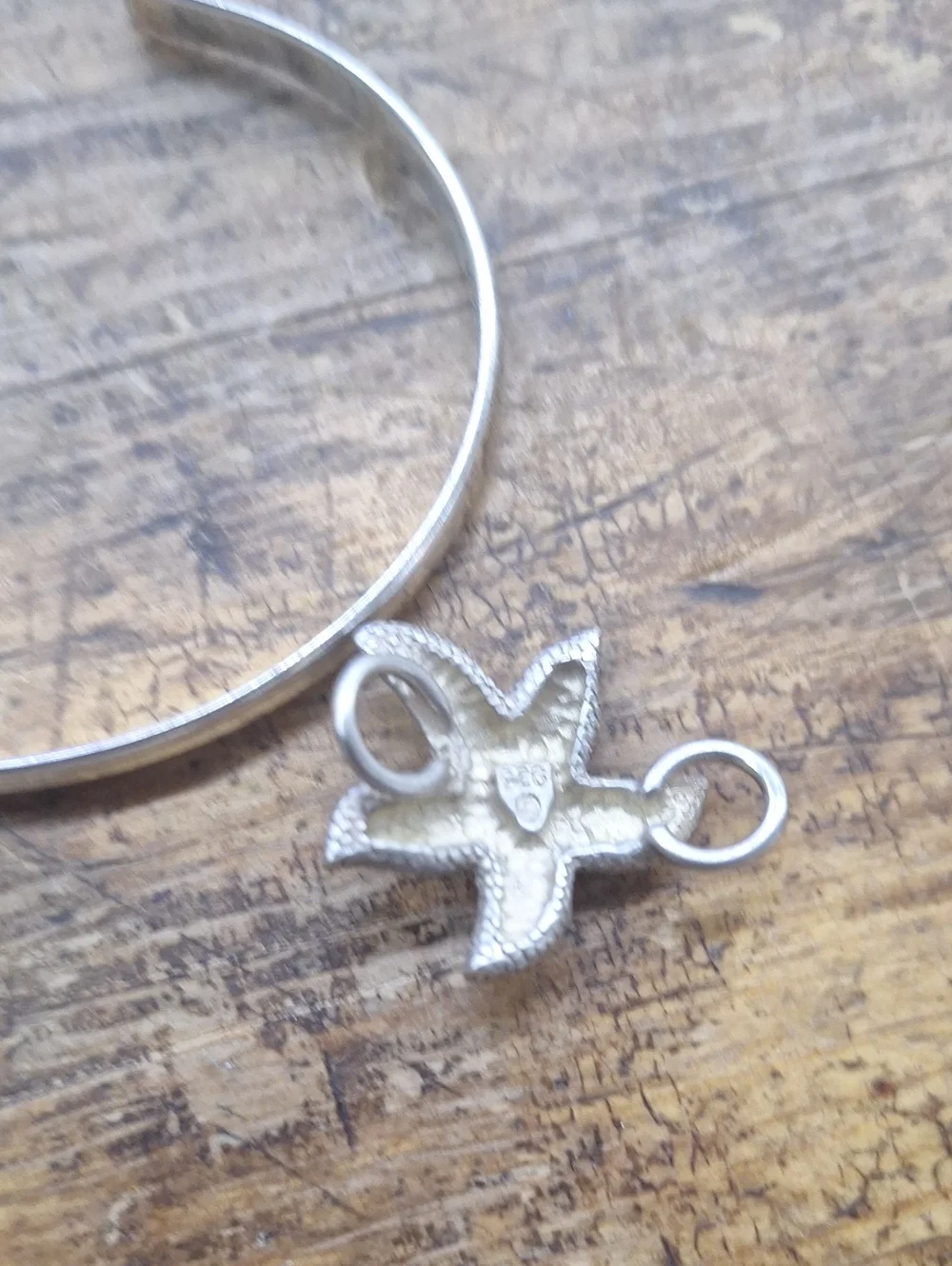 Sterling Silver Starfish Bangle Bracelet - Silver